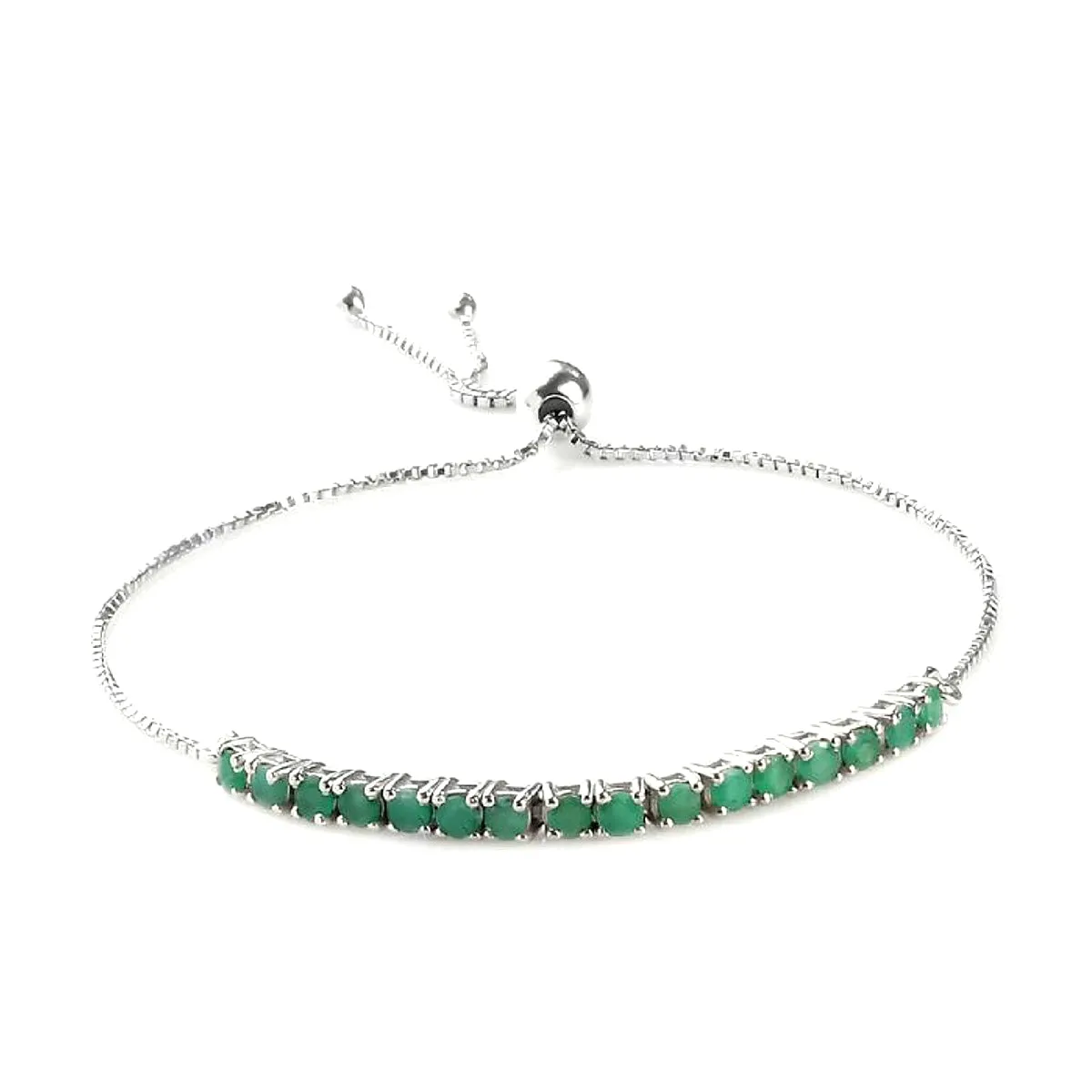 Natural Emerald 925 Sterling Silver Tennis Bracelet Jewelry