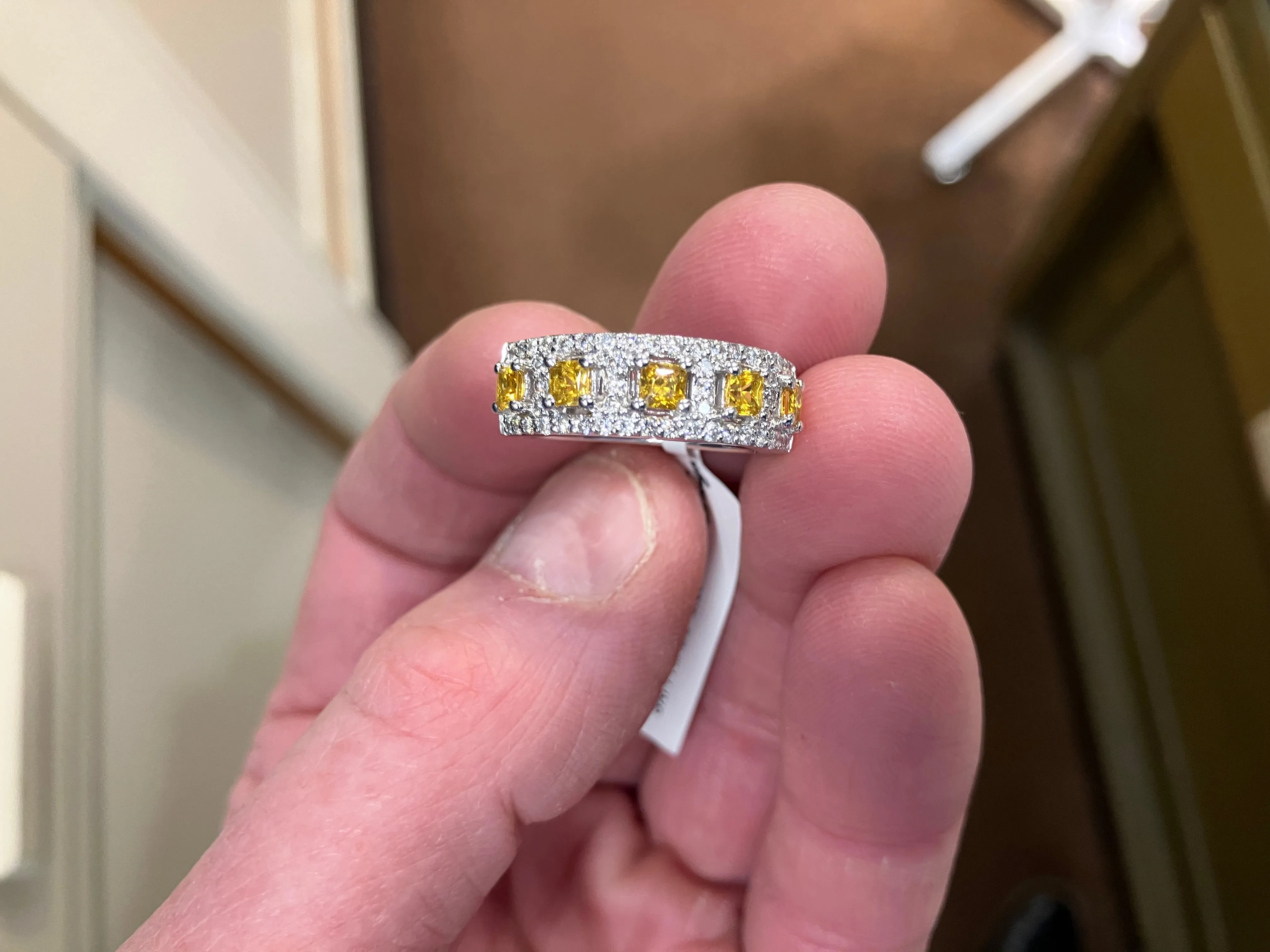 Natural Yellow Sapphire And Diamond Ring