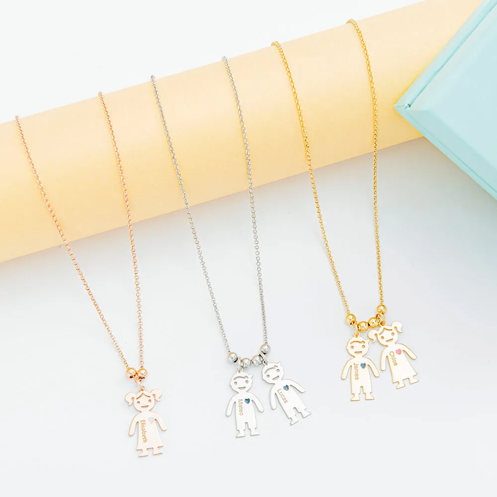 Necklace With Engraved Children Charms