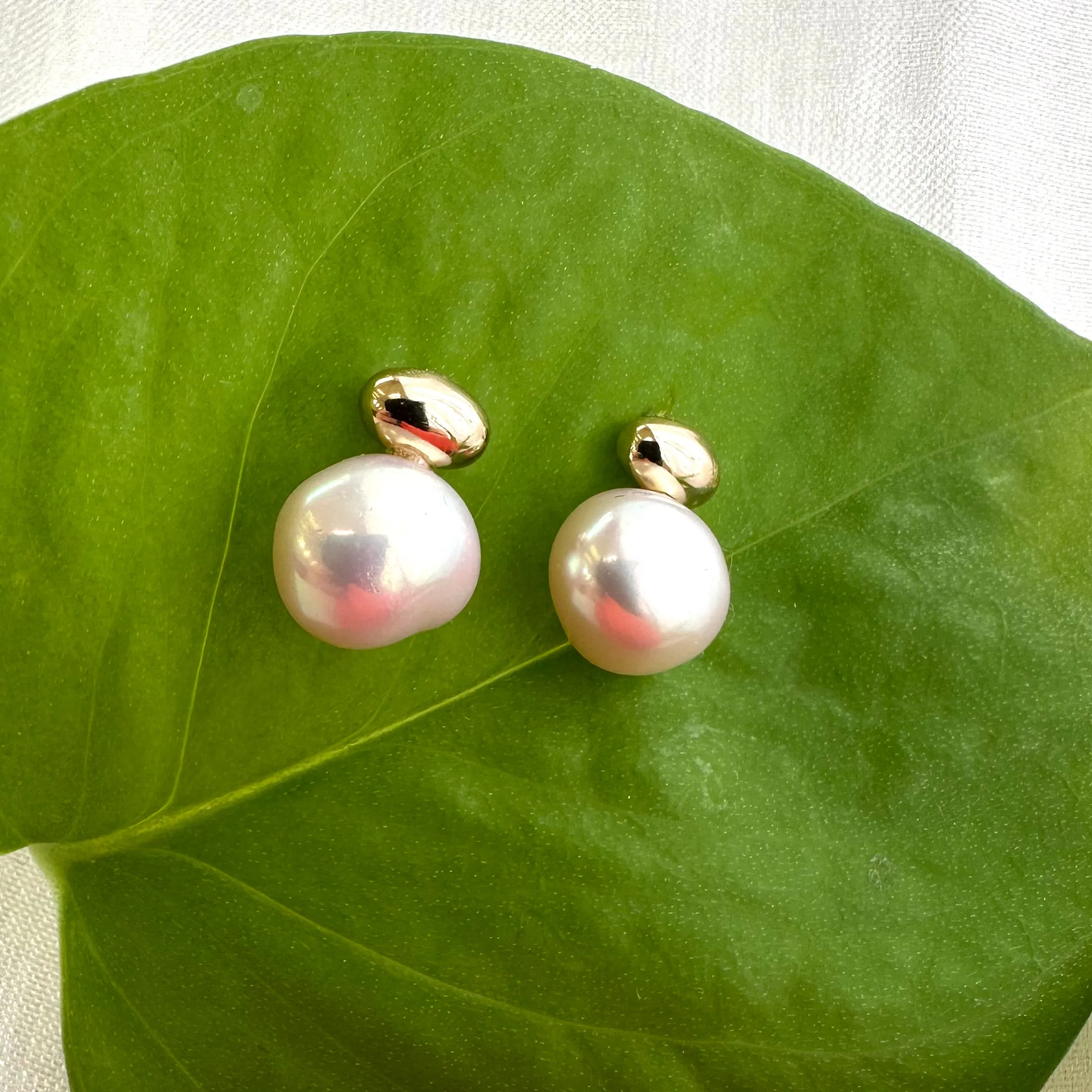 Nugget Pearl Stud Earrings, Gold Vermeil