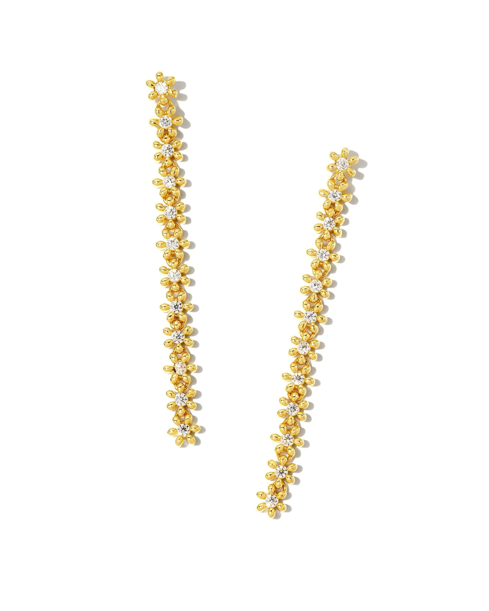 Nydia Linear Earrings in Gold White Crystal