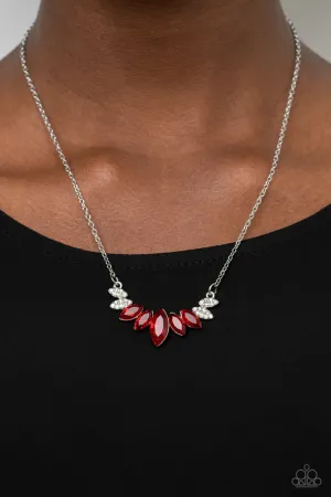One Empire at a Time - Red - Marquise Cut Rhinestone Paparazzi Short Necklace