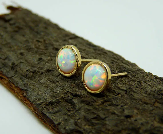 Opal Stud Earrings – Available in Many Stunning Colors