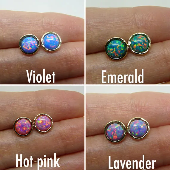 Opal Stud Earrings – Available in Many Stunning Colors