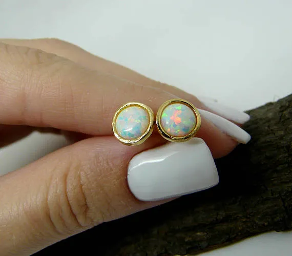 Opal Stud Earrings – Available in Many Stunning Colors