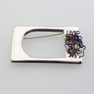 ‘ORGANISED CHAOS’ handmade sterling silver sculptural titanium brooch