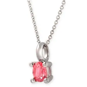 Oval-Shaped Pink Sapphire with Diamonds Pendant In 18k White Gold Necklace
