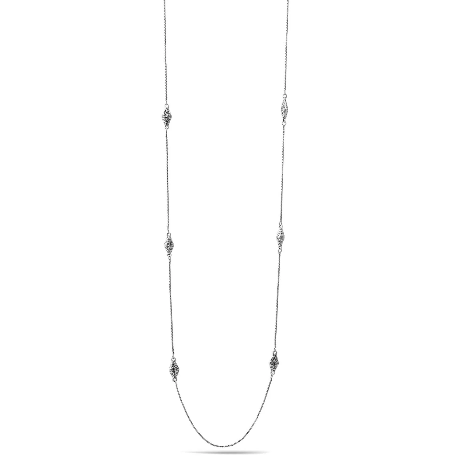 OXIDIZED SILVER LONG NECKLACE #SWKK-11693A.SIL (HE14)