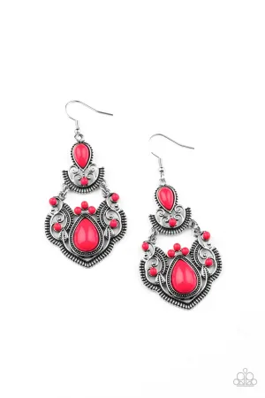 Palm Tree Tiaras Pink Paparazzi Earrings