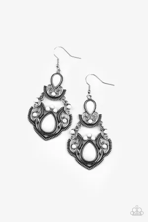 Palm Tree Tiaras White Paparazzi Earrings