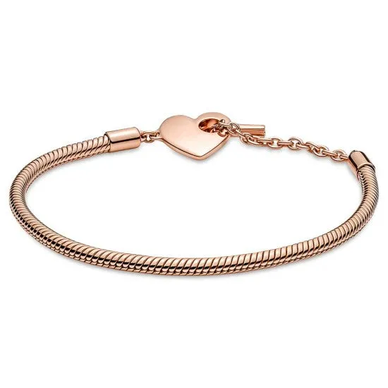 Pandora Rose Moments Heart T Bar Snake Chain