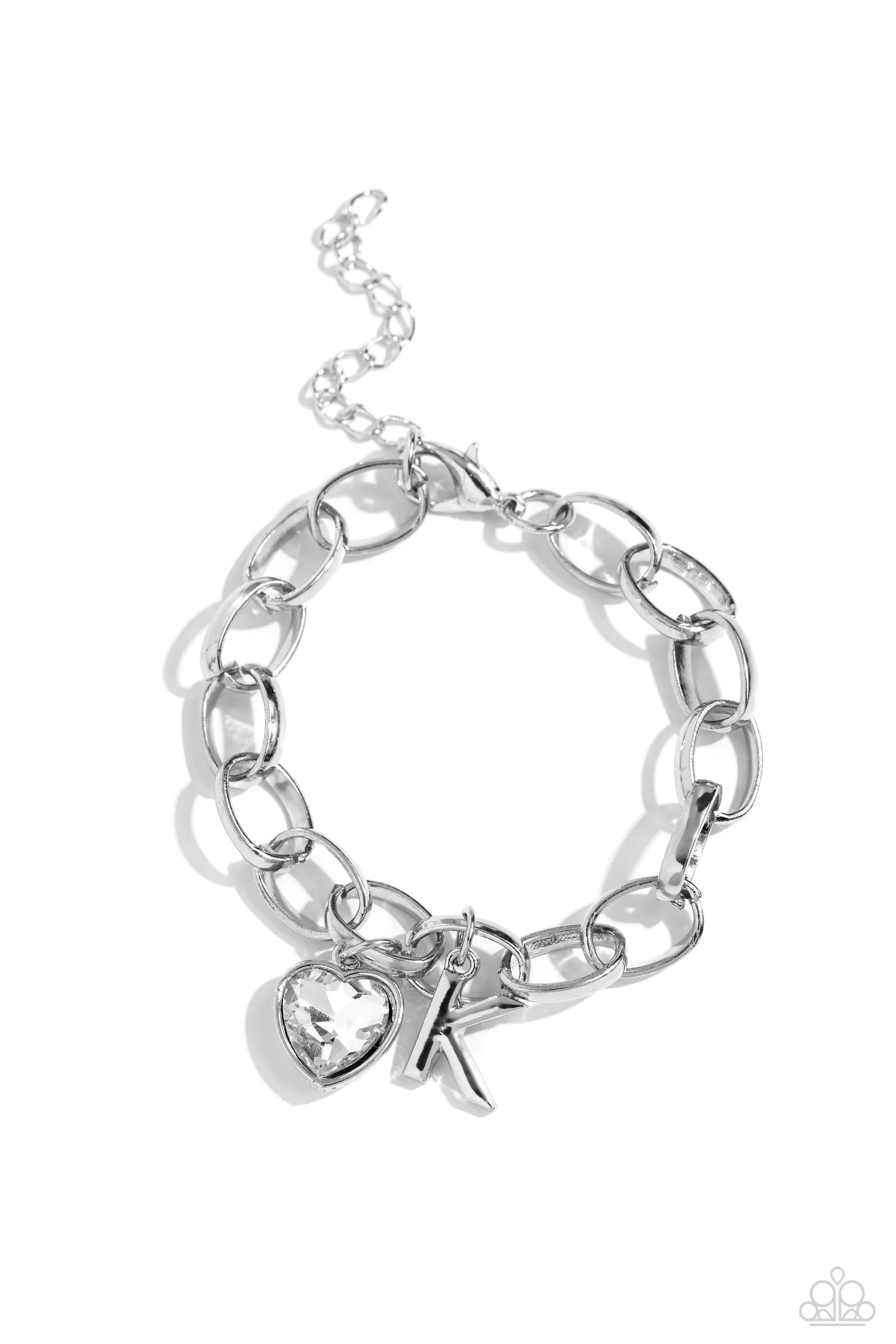 Paparazzi = Guess Now Its INITIAL - White - K Bracelet