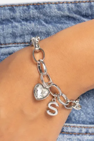 Paparazzi - Guess Now Its INITIAL - White - S Bracelet