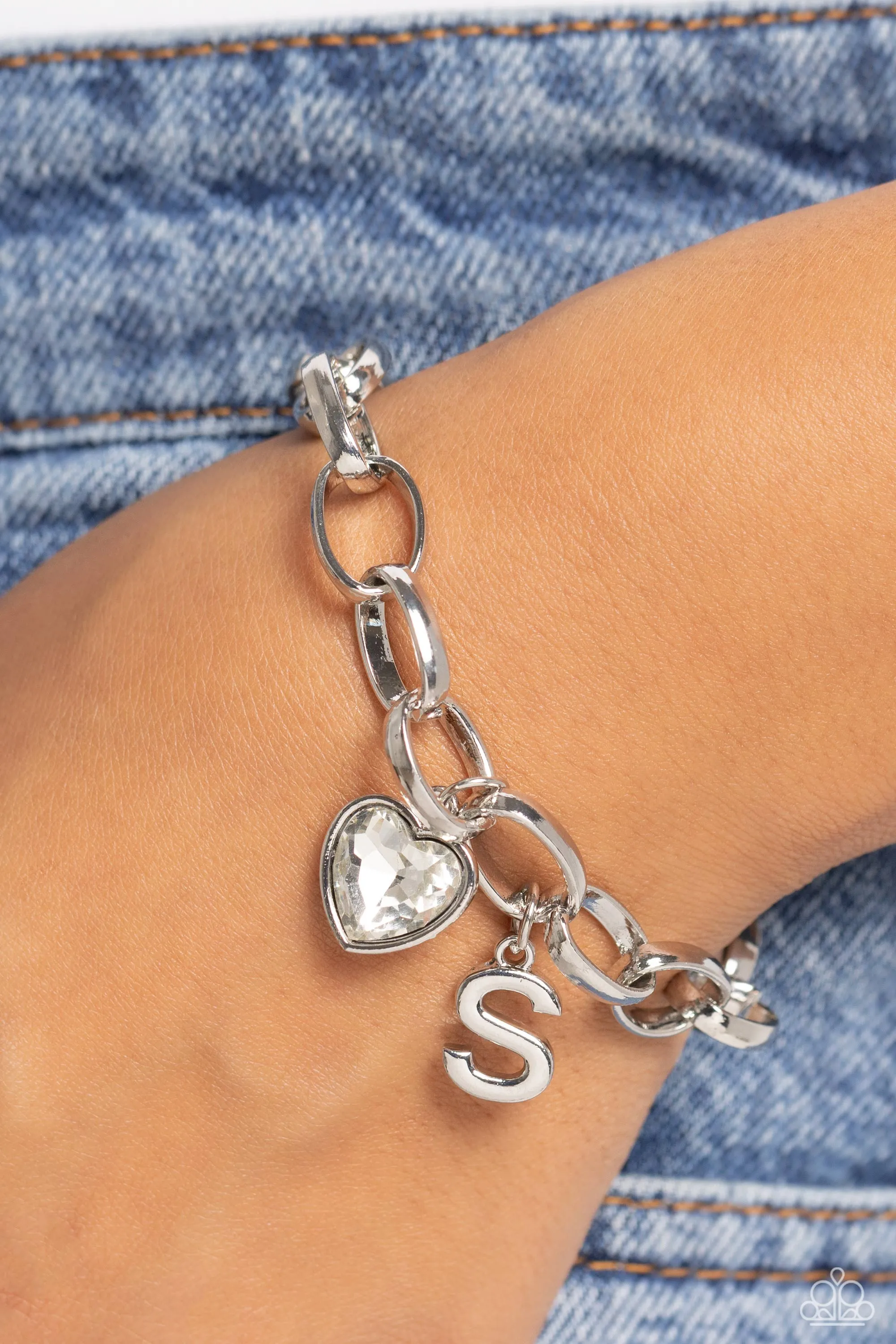 Paparazzi - Guess Now Its INITIAL - White - S Bracelet