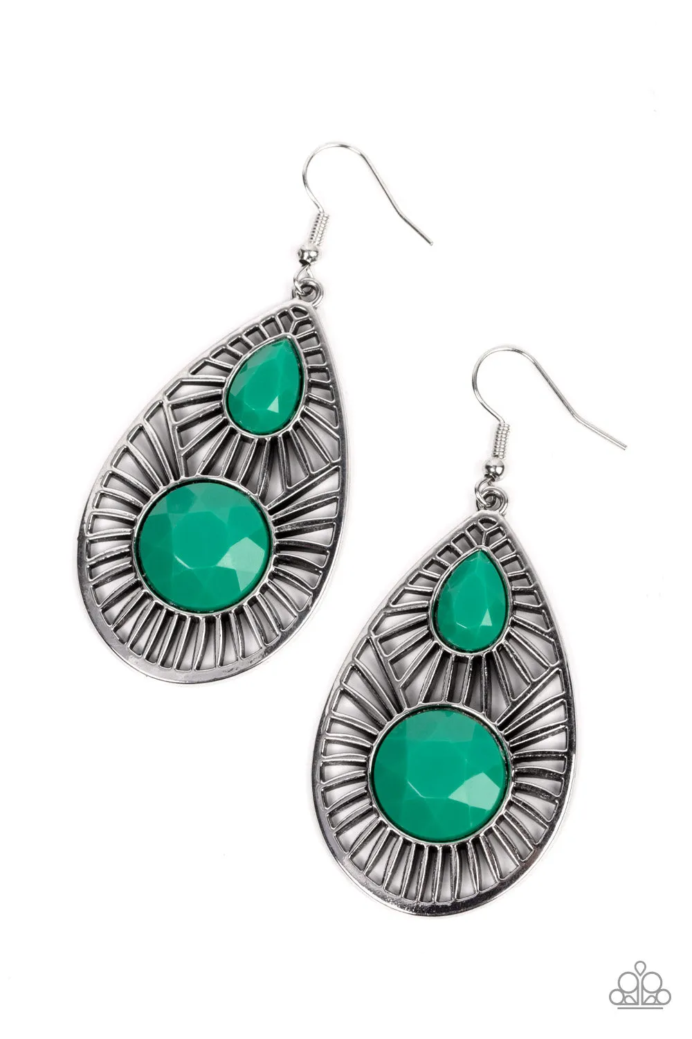 Paparazzi - Prima Donna Diva - Green Earrings