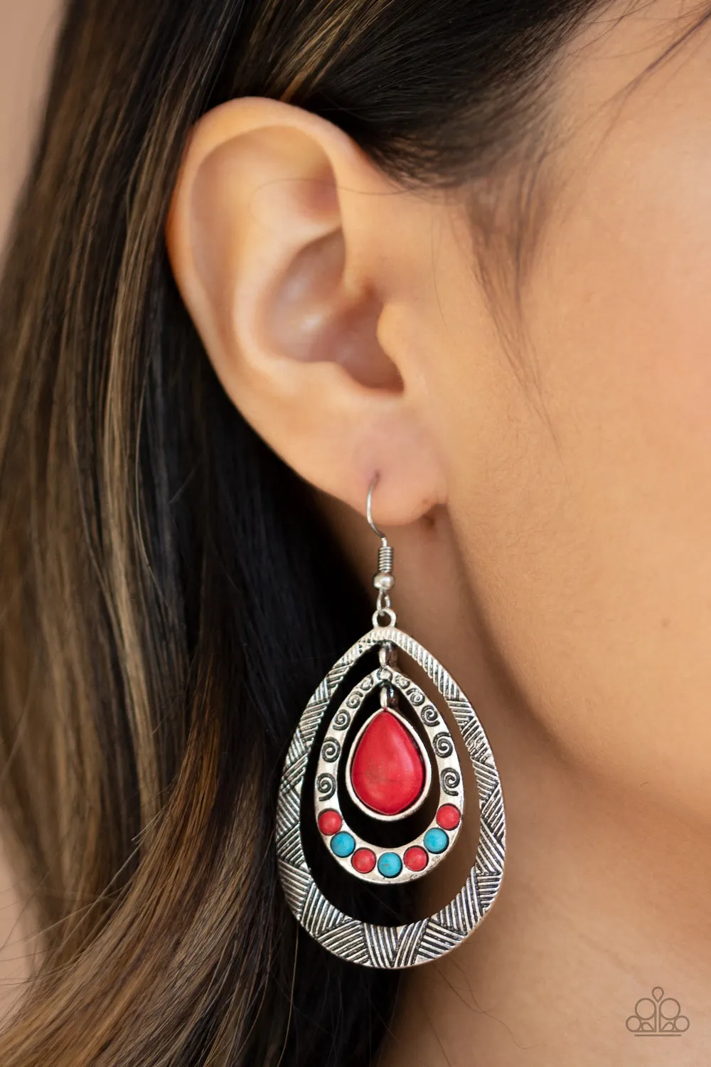 Paparazzi Terra Teardrops Earrings Red