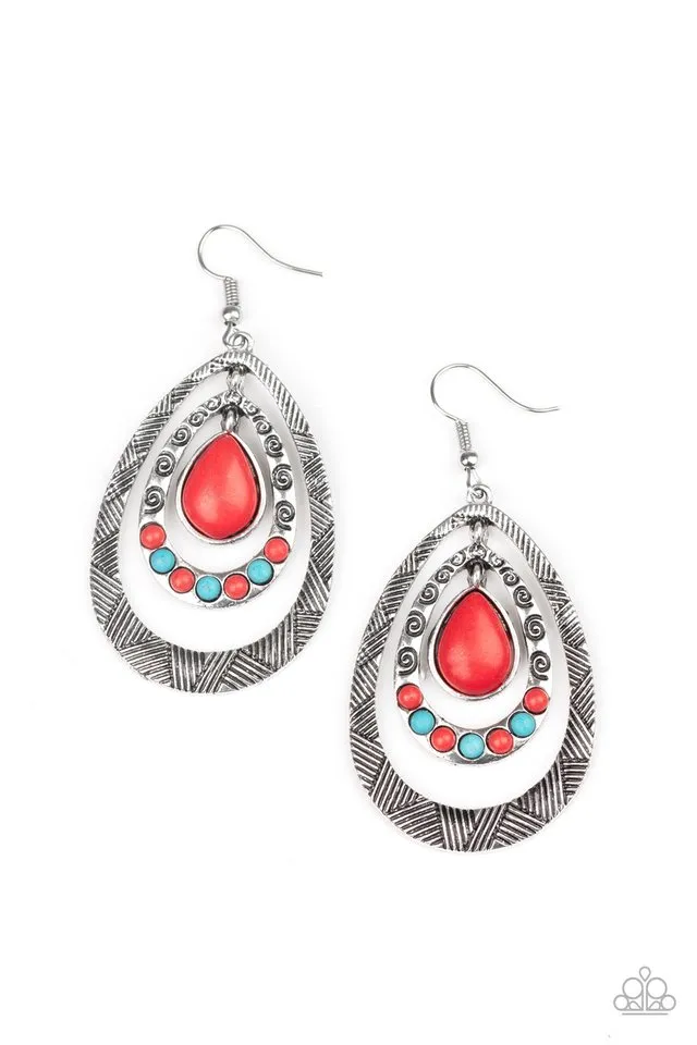 Paparazzi Terra Teardrops Earrings Red