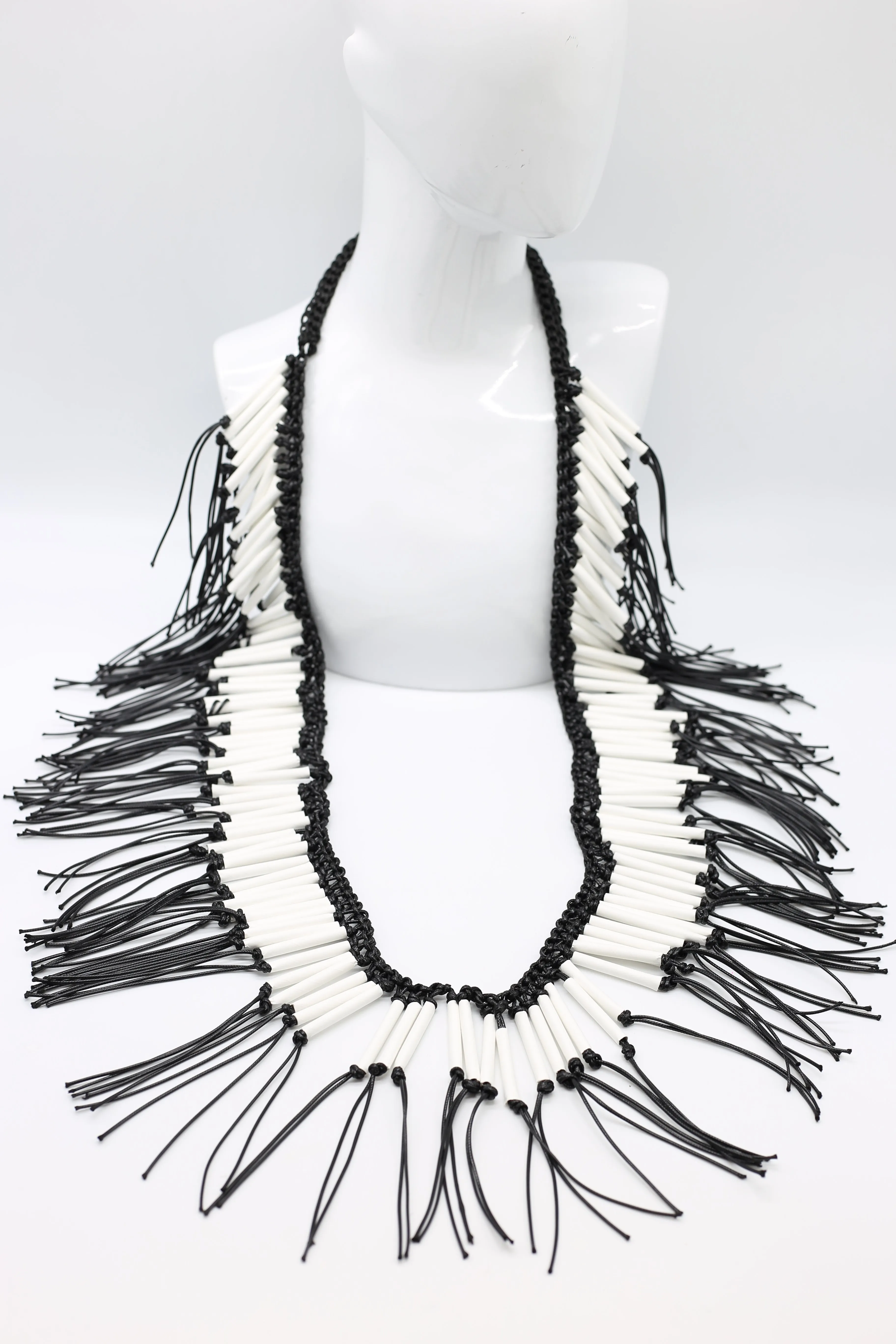 Paper Straw Tribal fringe Long Necklaces