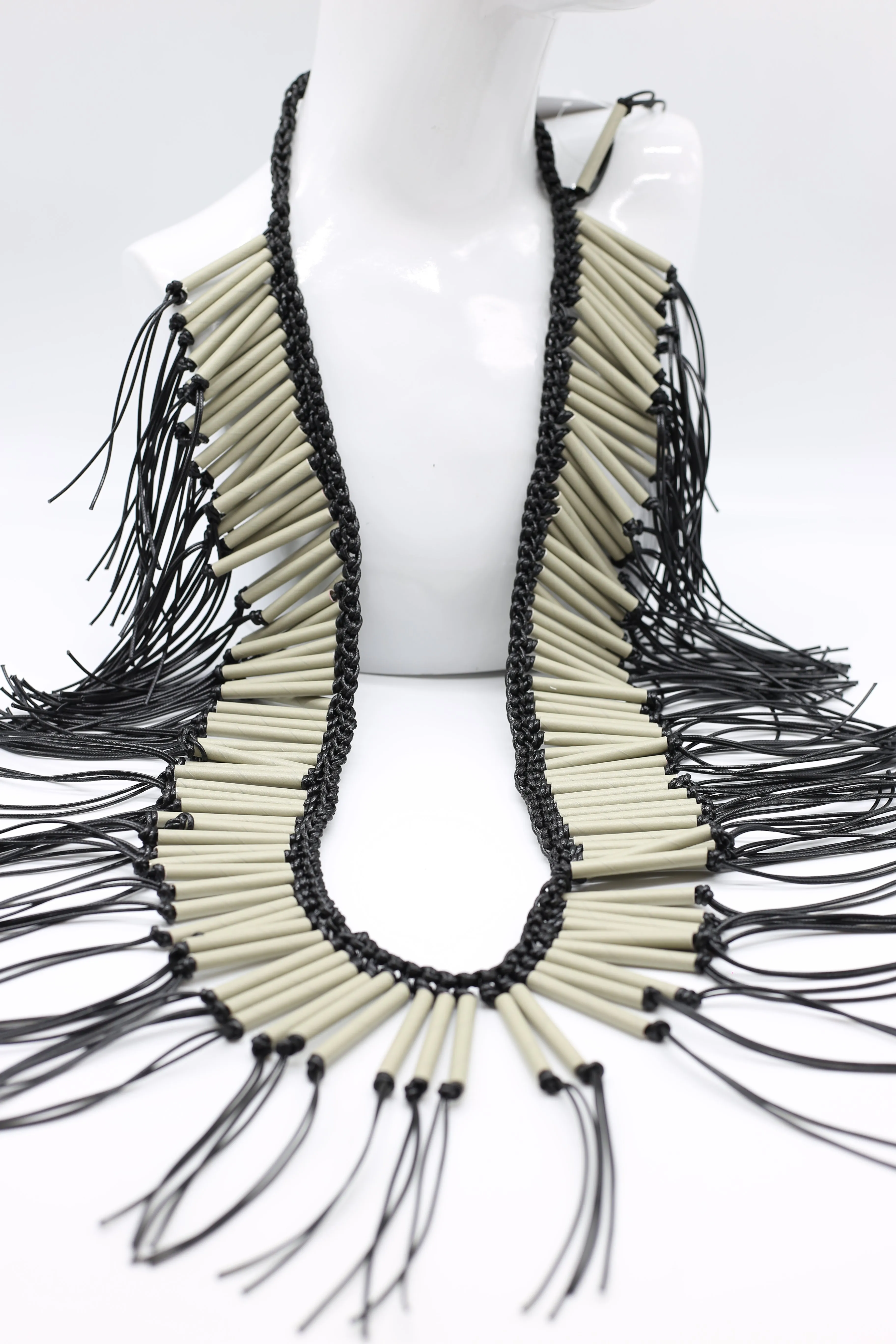 Paper Straw Tribal fringe Long Necklaces