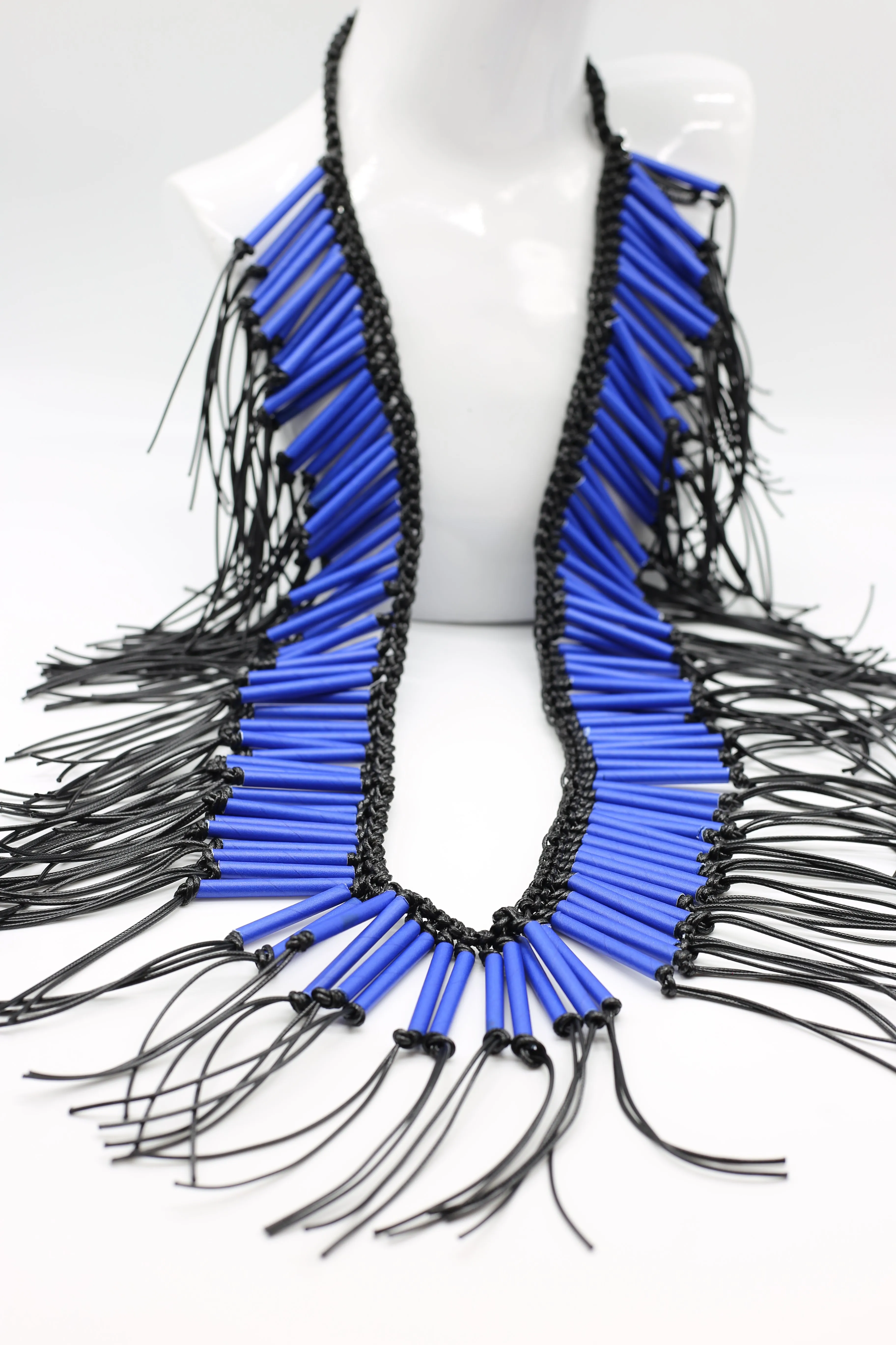 Paper Straw Tribal fringe Long Necklaces