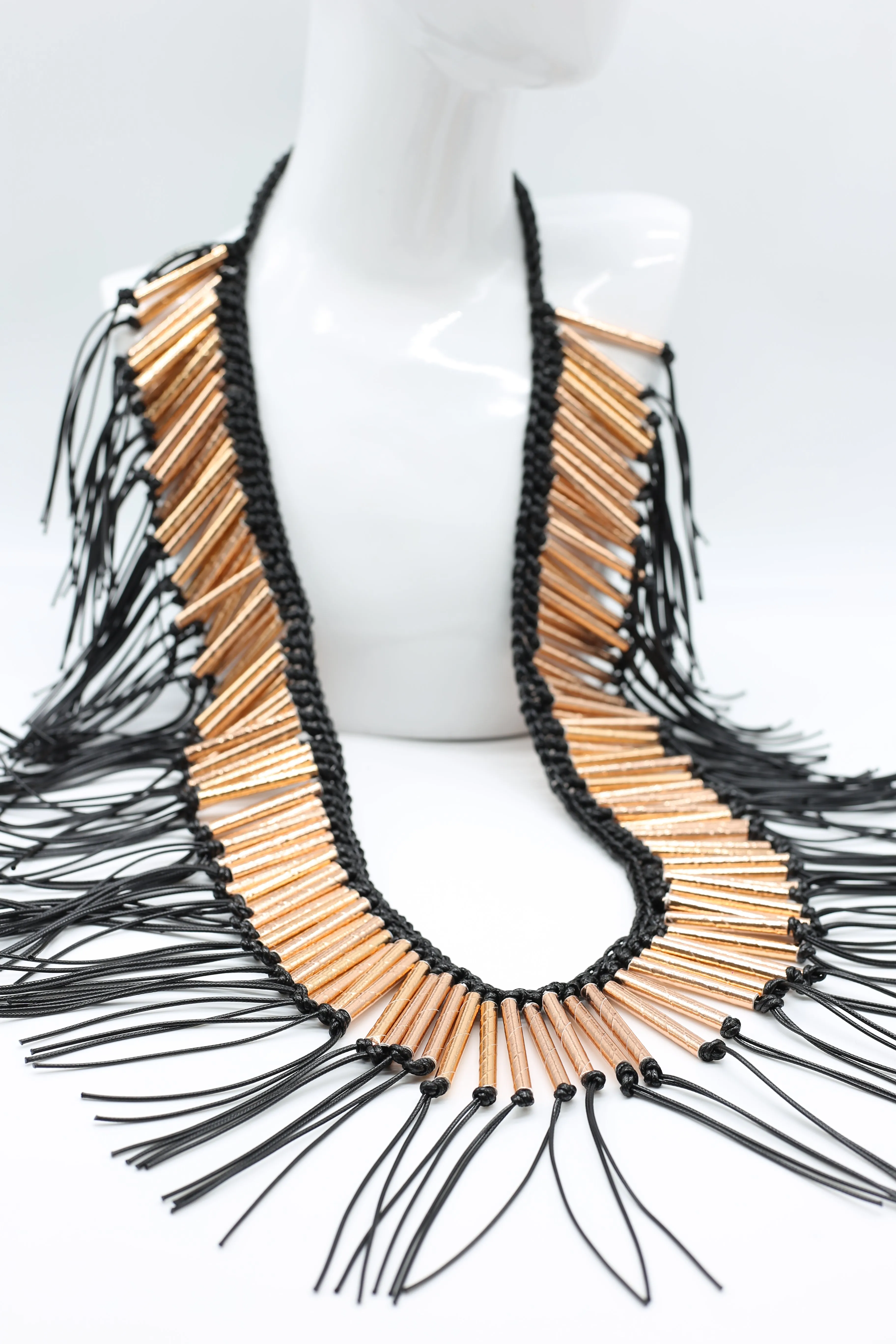 Paper Straw Tribal fringe Long Necklaces