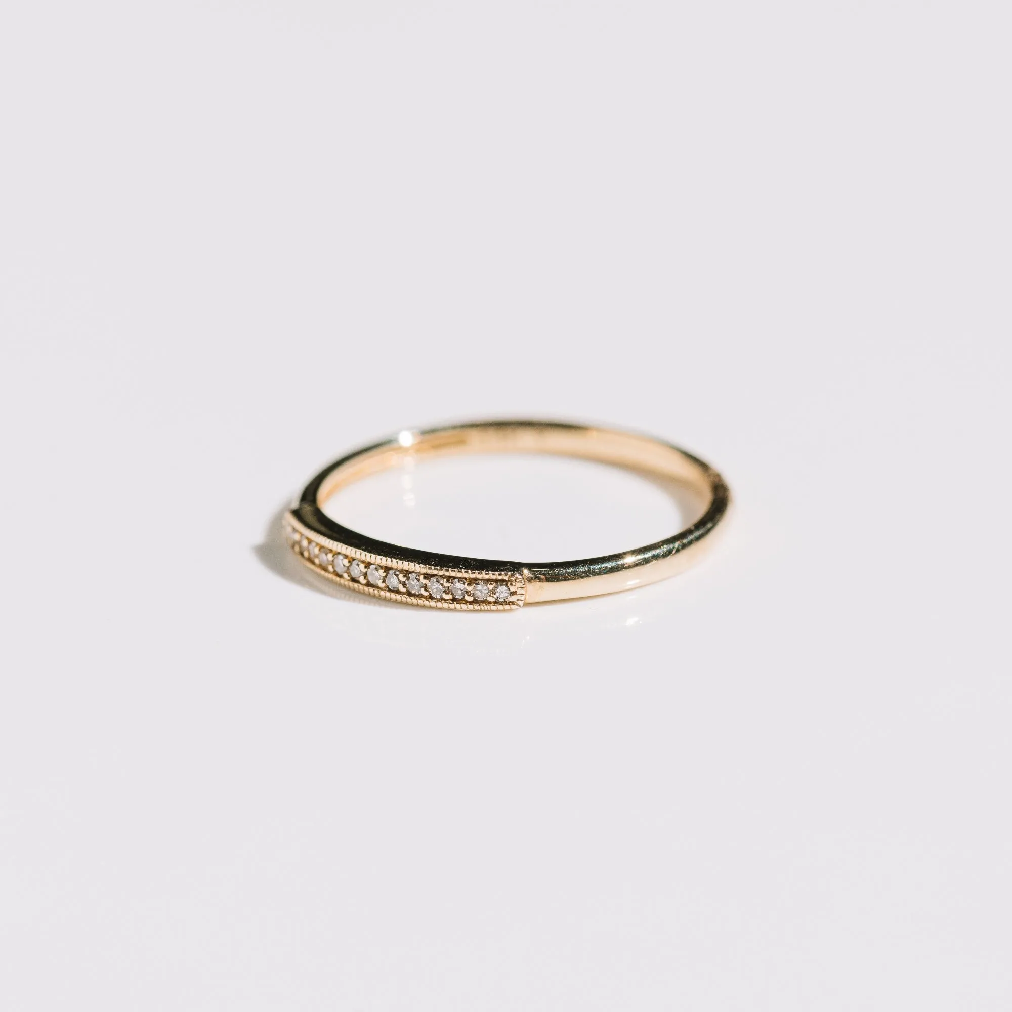 Pavé Diamond Milgrain Band in 14k Gold