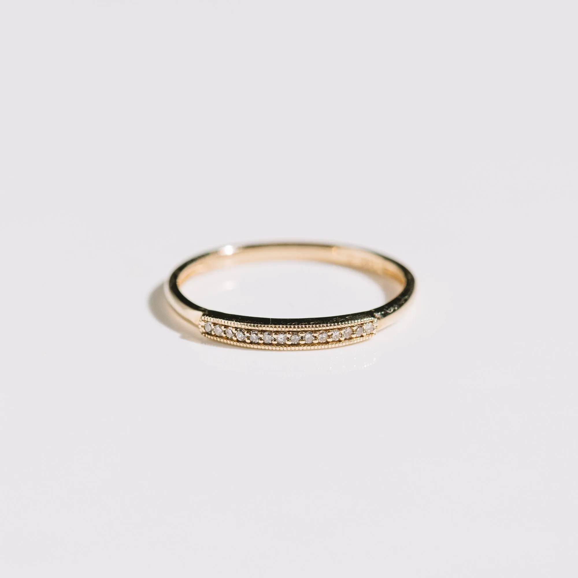 Pavé Diamond Milgrain Band in 14k Gold