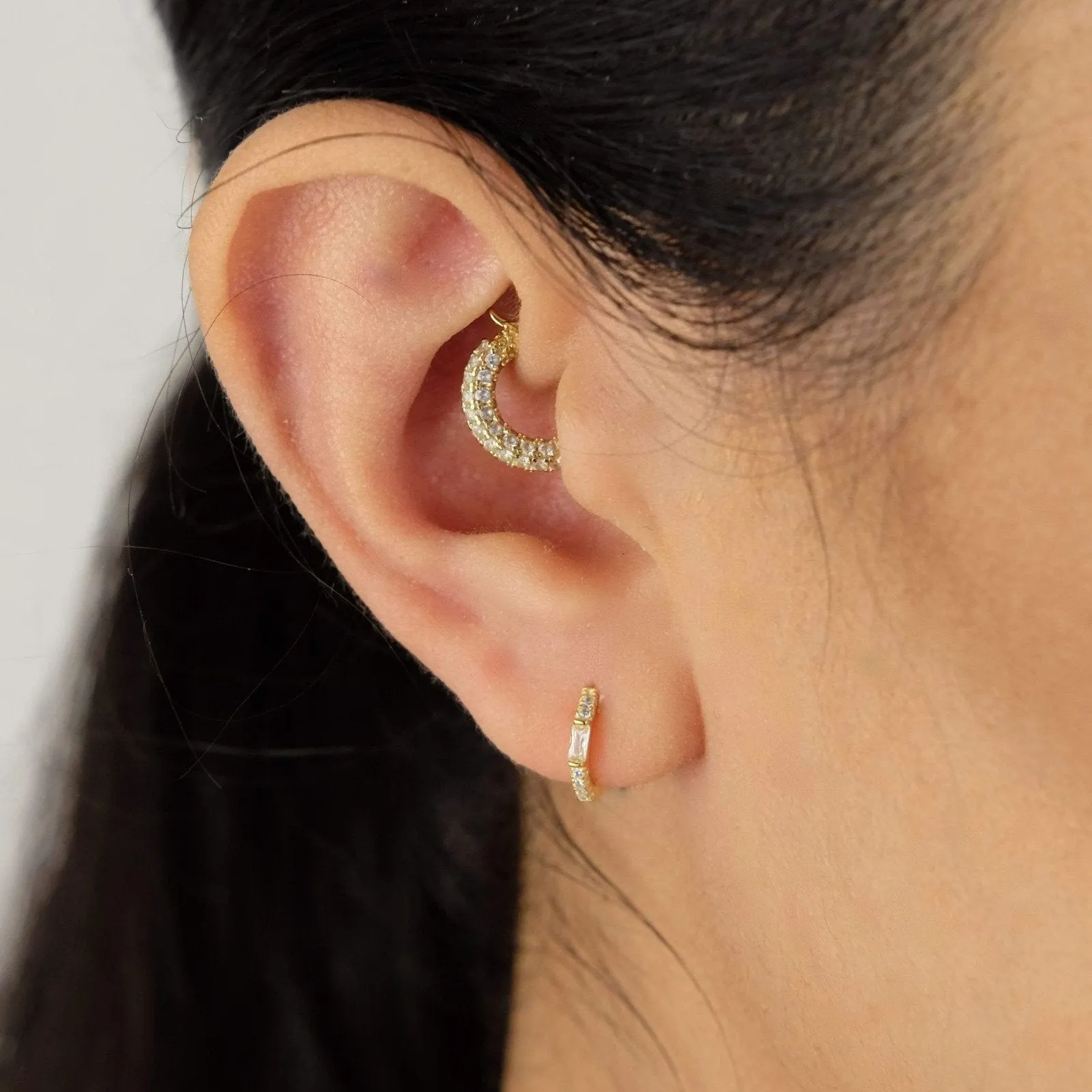 Pave Huggie Hoop Earring