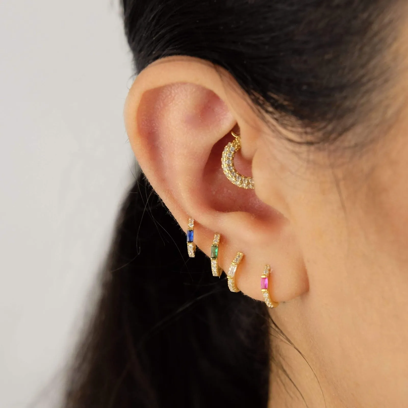 Pave Huggie Hoop Earring