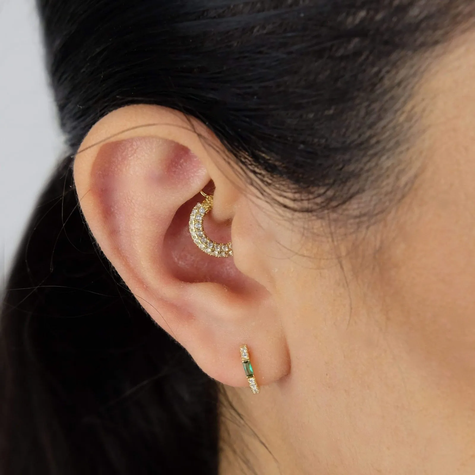 Pave Huggie Hoop Earring