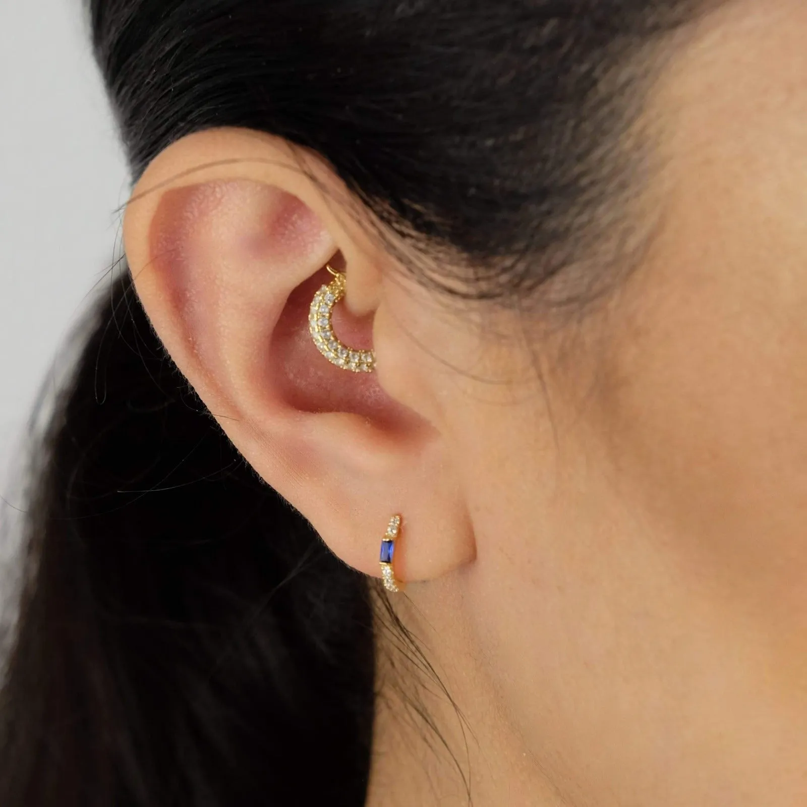 Pave Huggie Hoop Earring