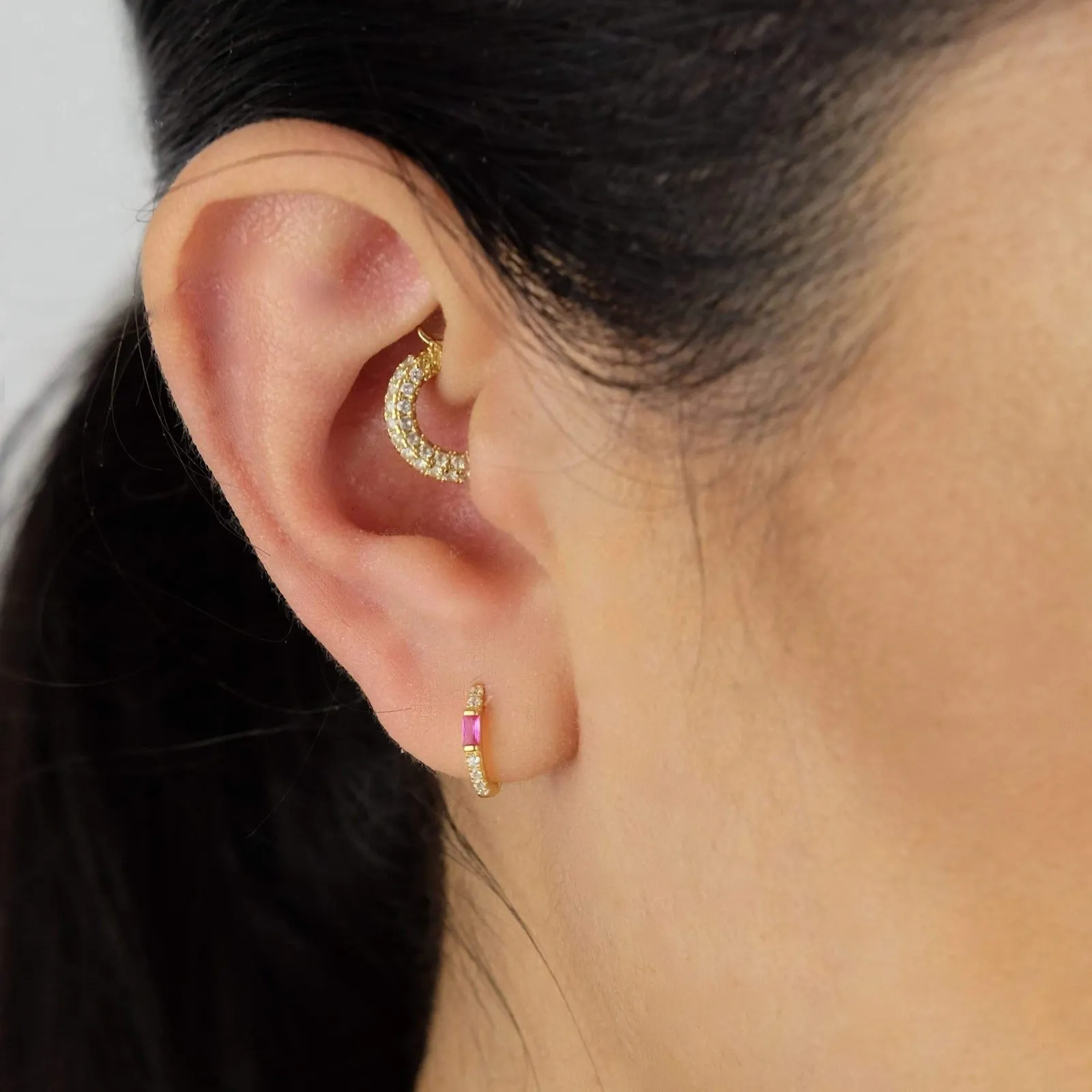 Pave Huggie Hoop Earring