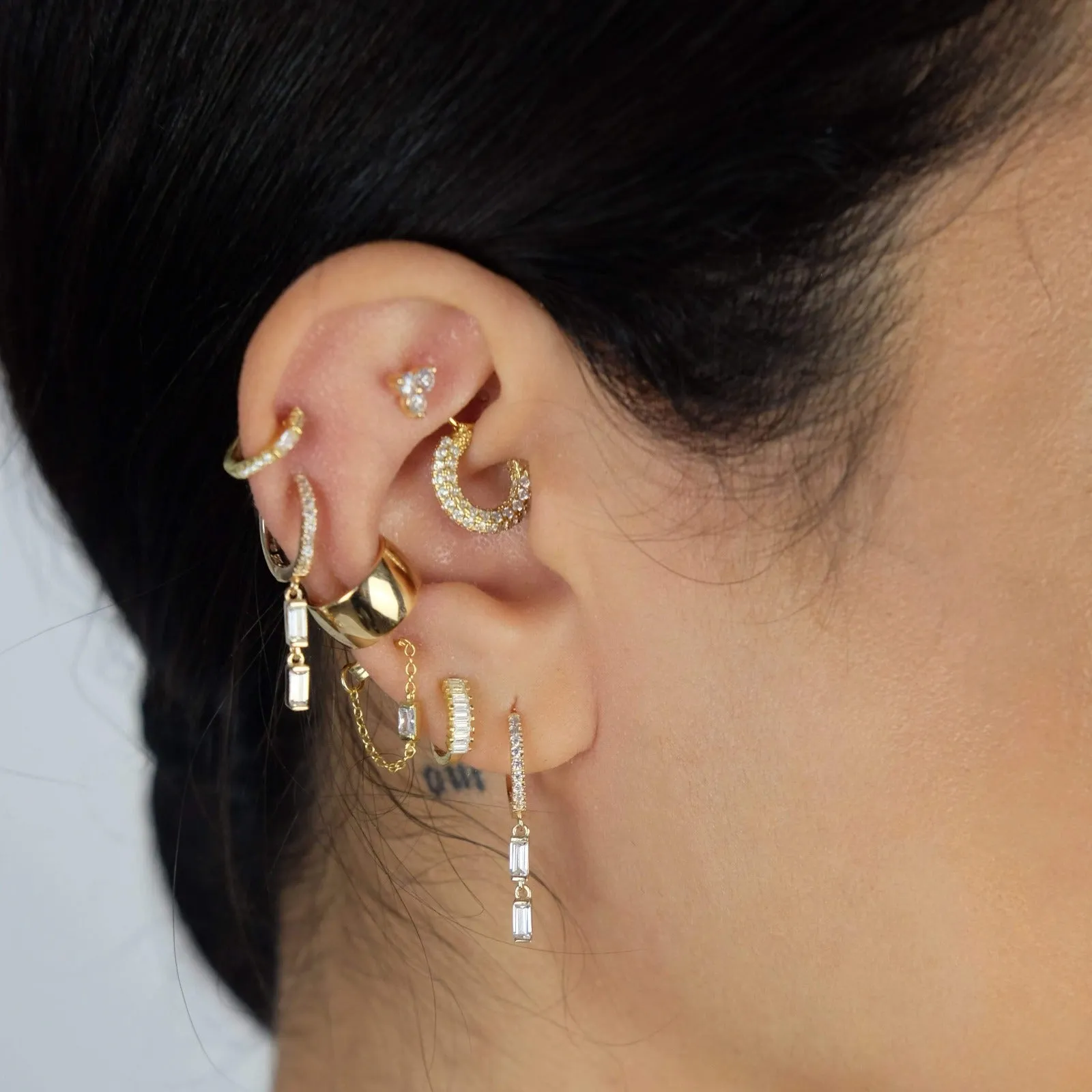Pave Huggie Hoop Earring