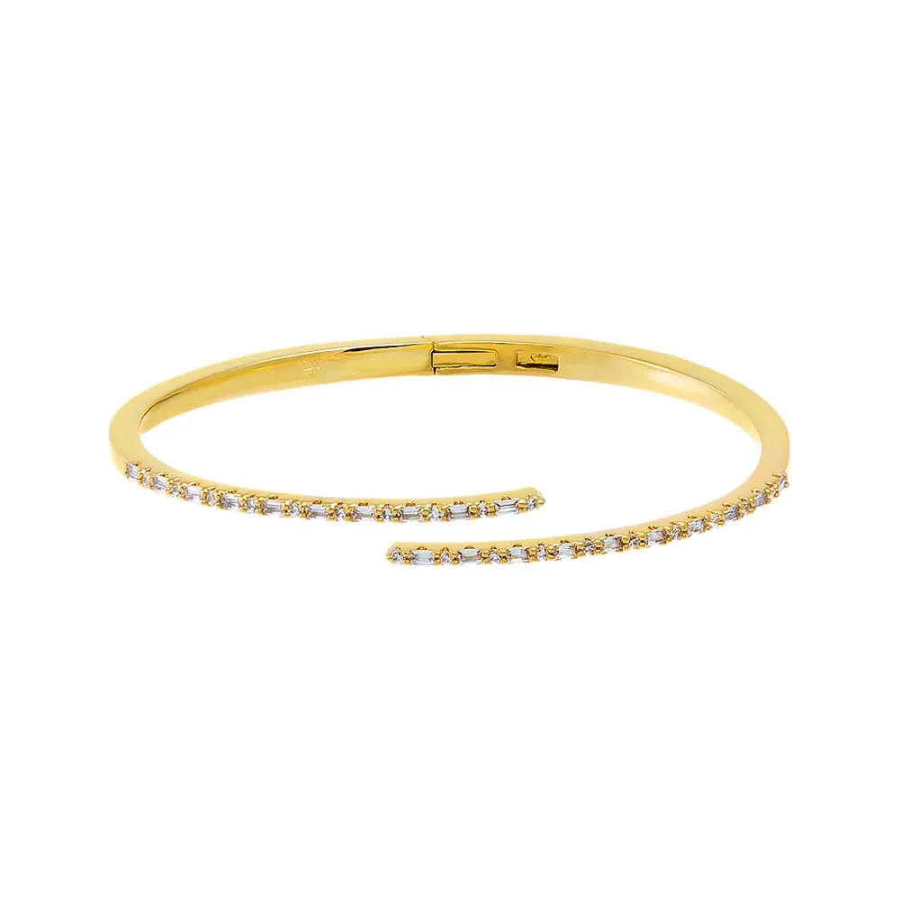 Pave Thin Overlap Claw Bangle Bracelet