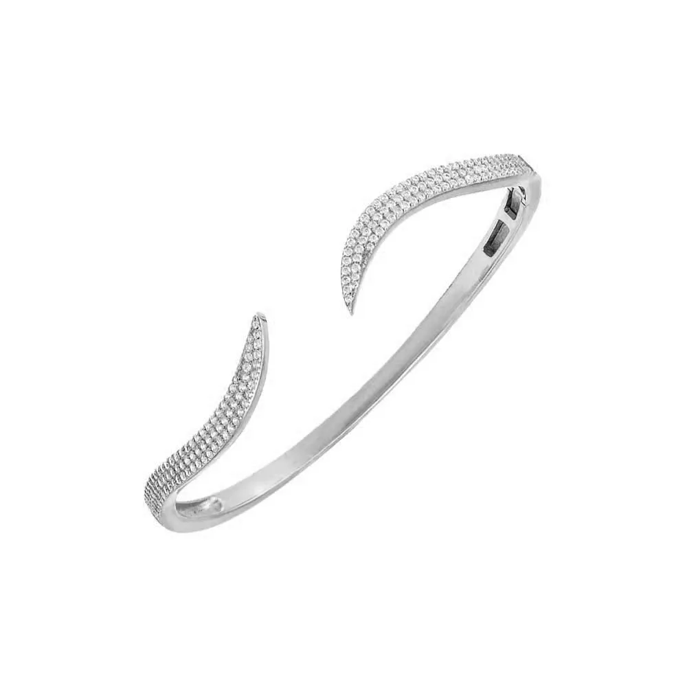 Pave Wave Claw Bangle Bracelet