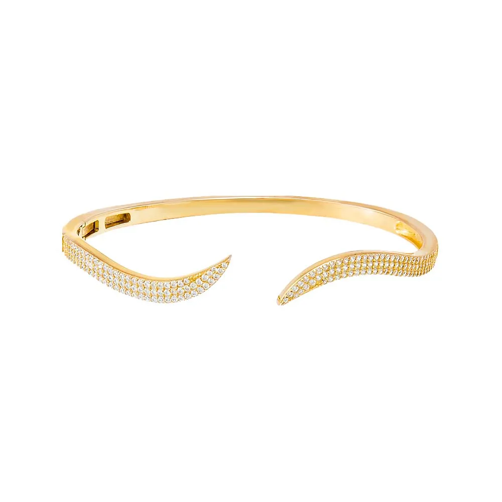 Pave Wave Claw Bangle Bracelet