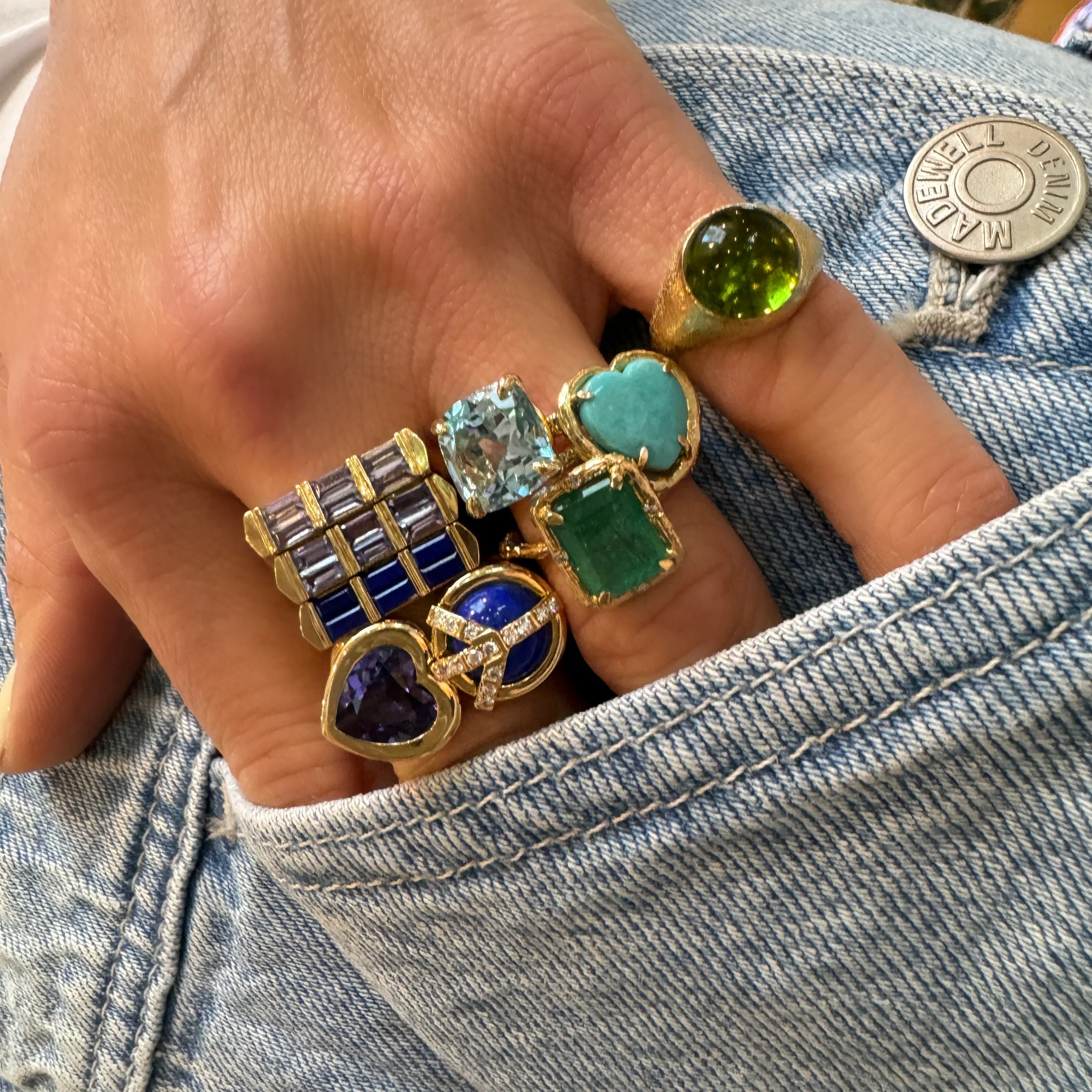 Peace & Love Gemstone & Diamond Statement Ring