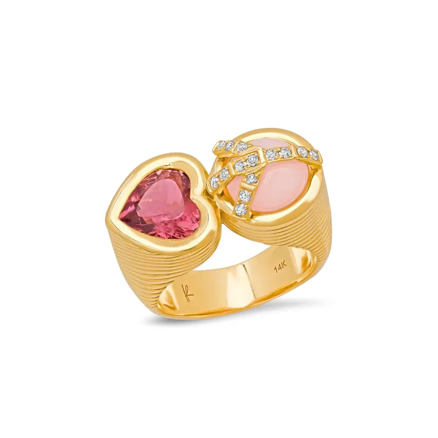 Peace & Love Gemstone & Diamond Statement Ring