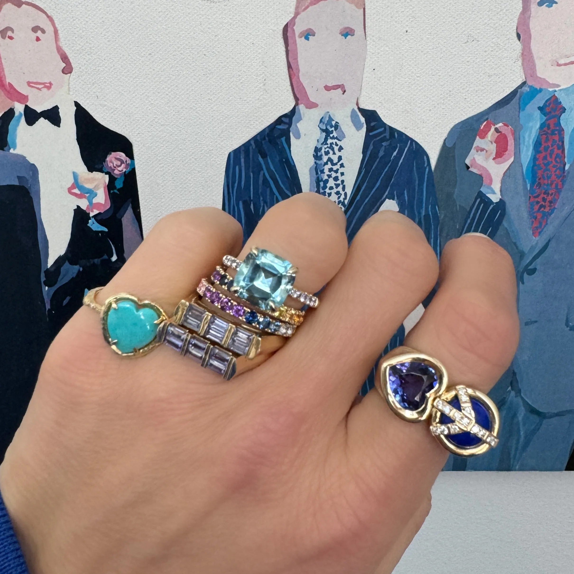 Peace & Love Gemstone & Diamond Statement Ring