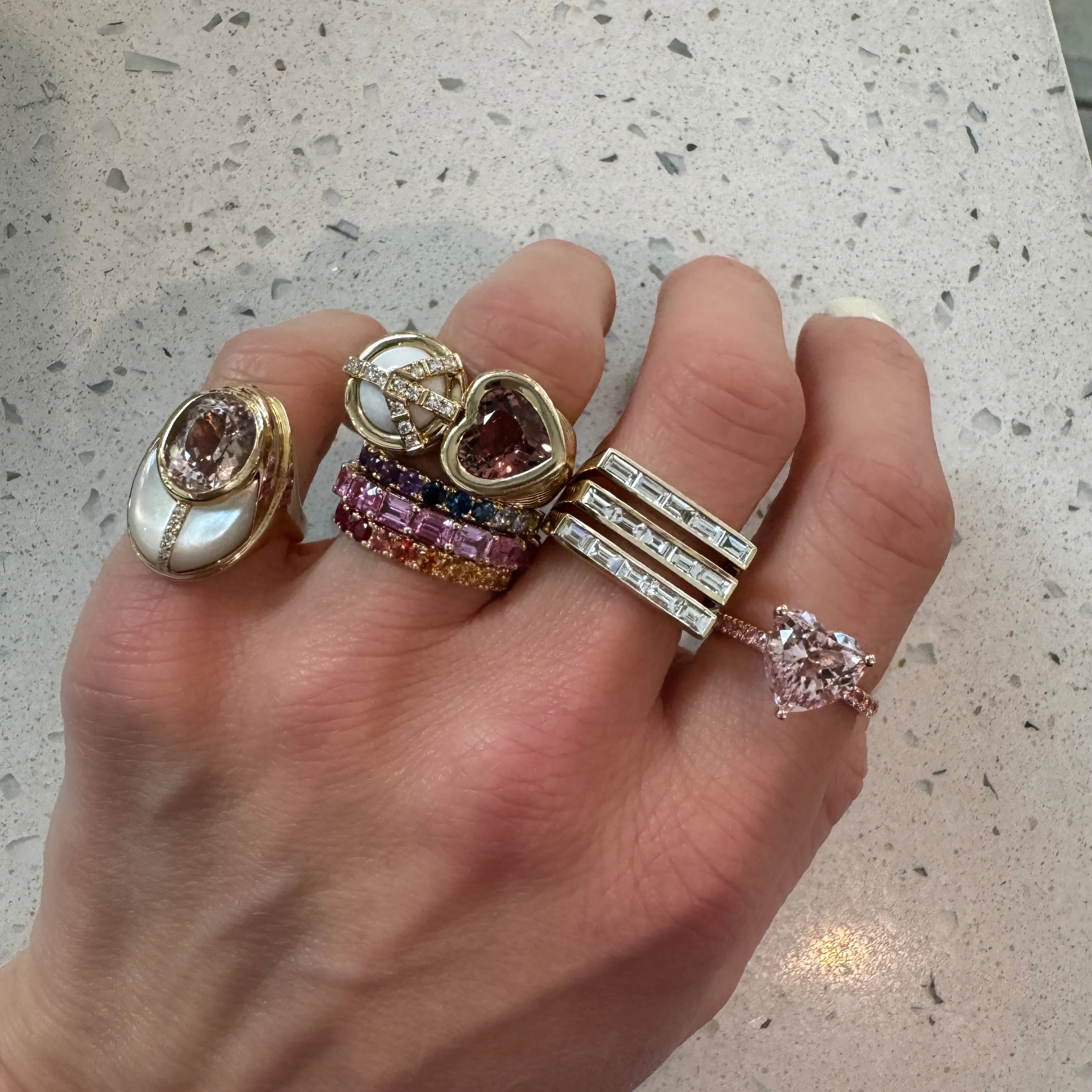 Peace & Love Gemstone & Diamond Statement Ring