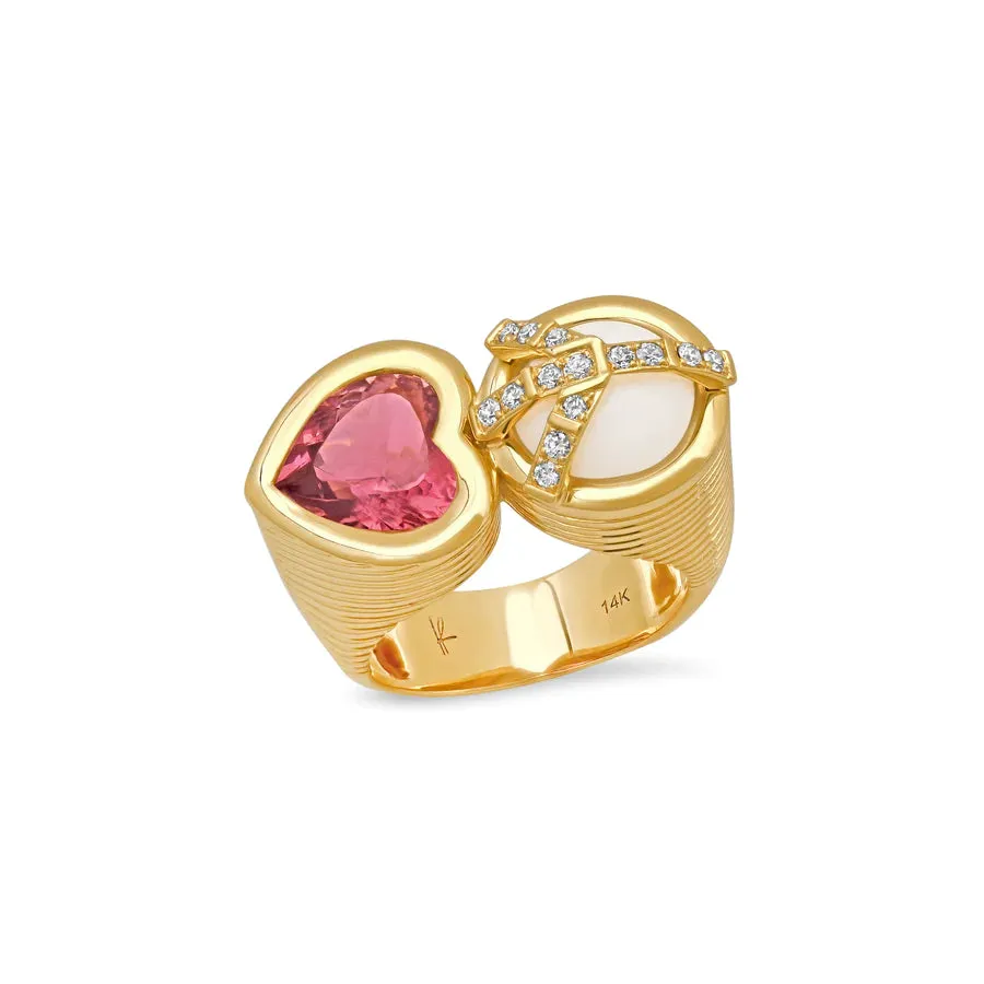 Peace & Love Gemstone & Diamond Statement Ring