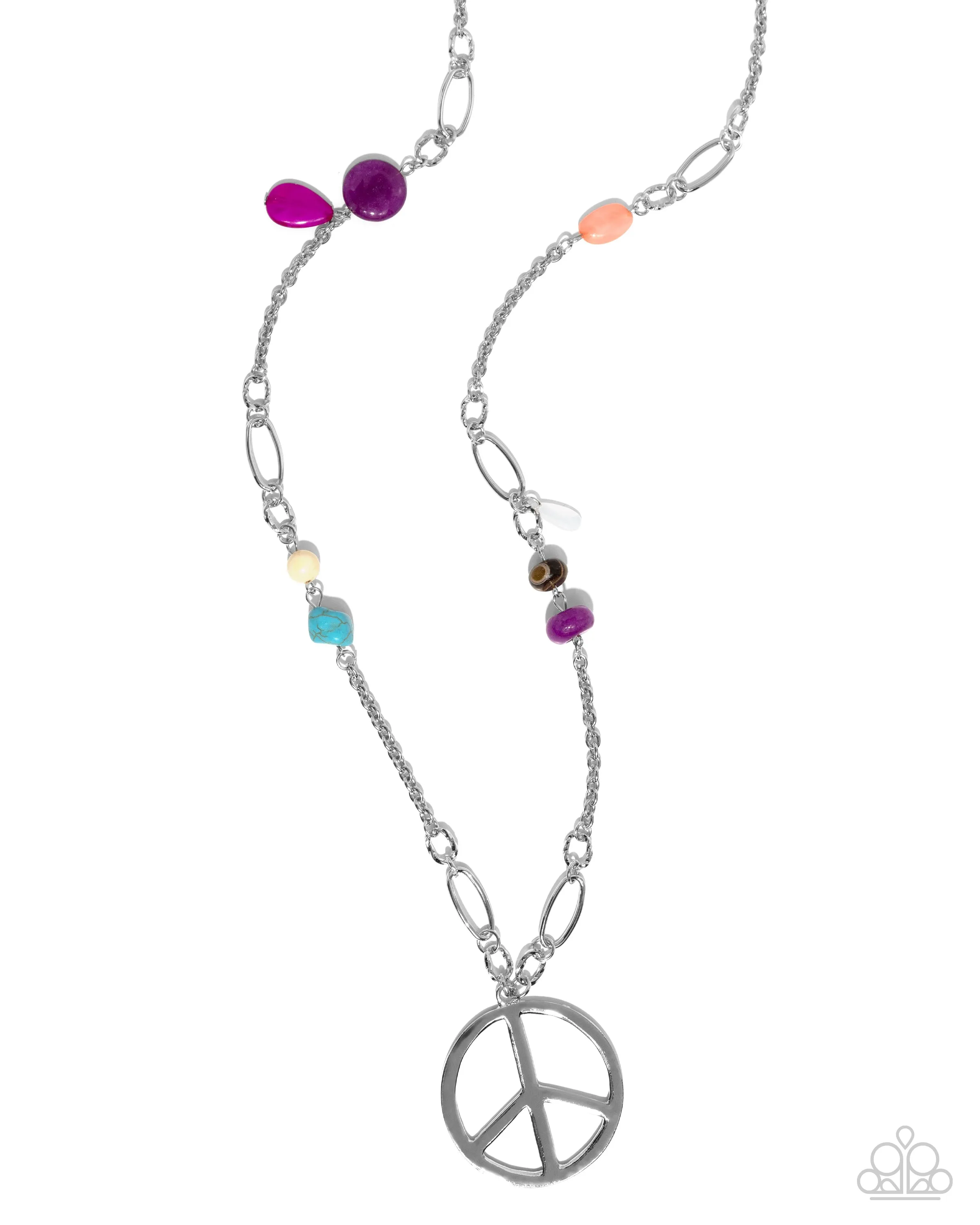 Peaceful Playtime - Purple - Colorful Bead Peace Sign Paparazzi Long Necklace