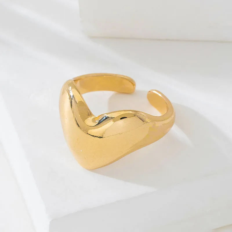 peach gold heart open index finger ring JLTR0527