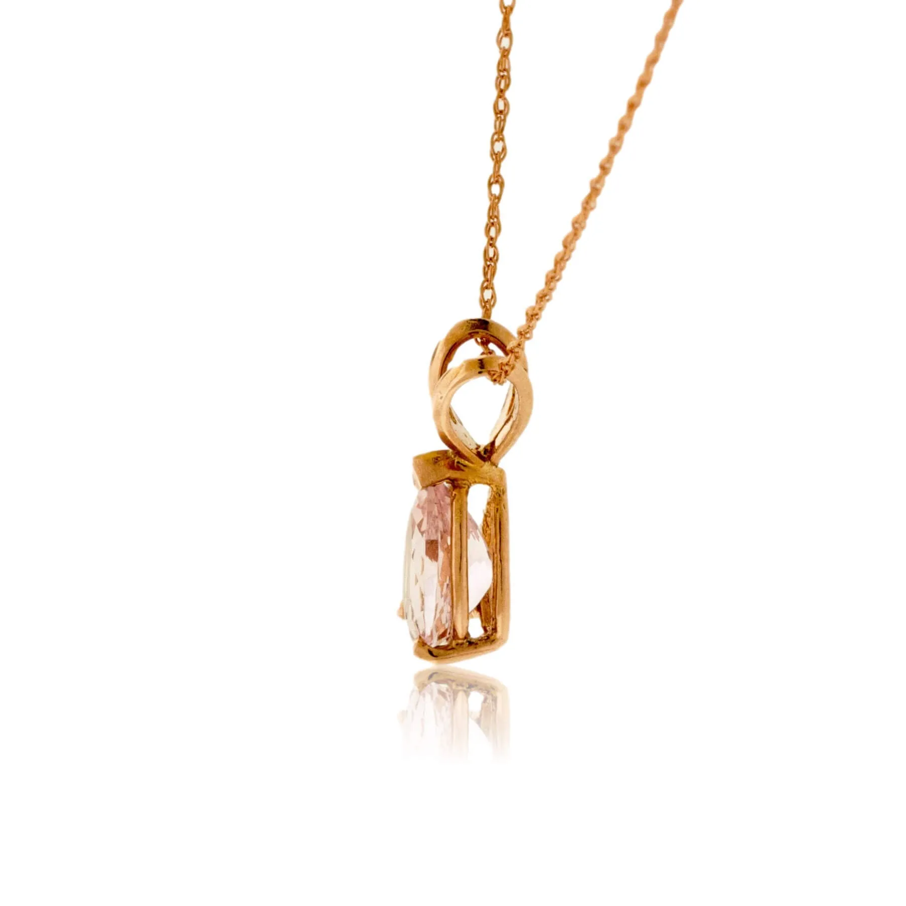 Pear Shaped Morganite Solitaire Pendant