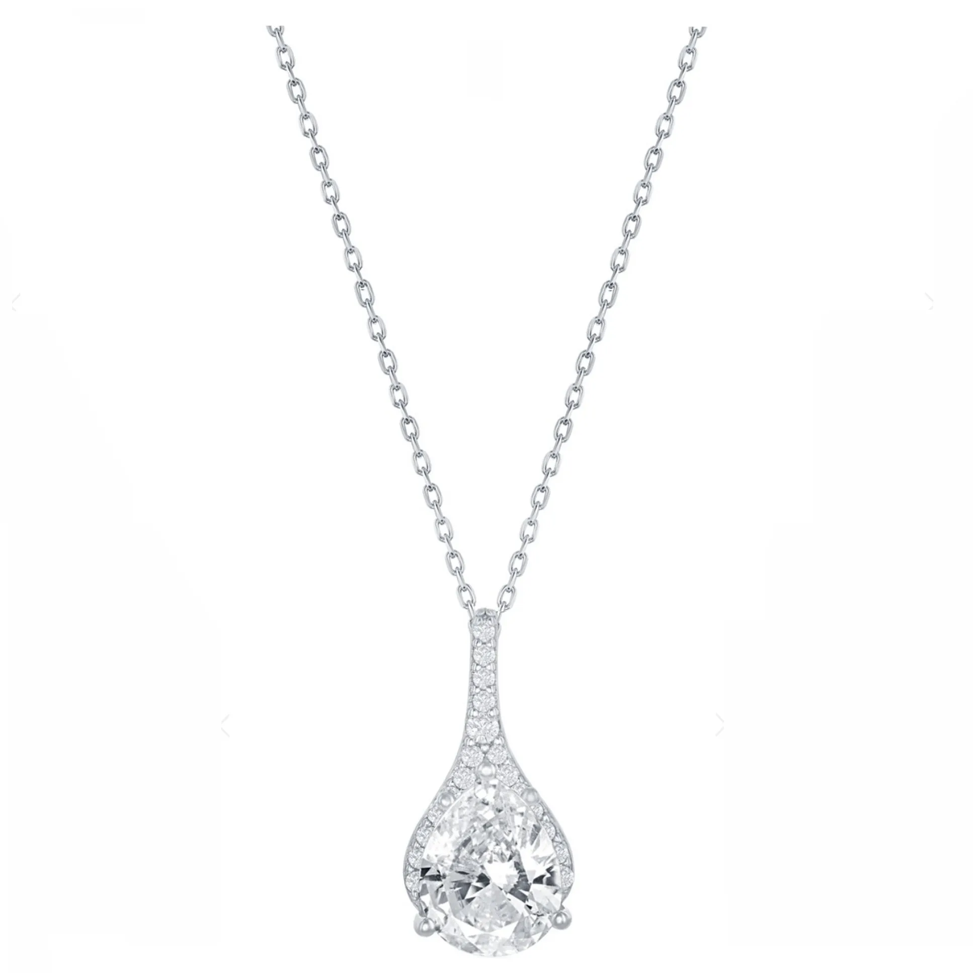 Pear-Shaped Pave Drop Necklace