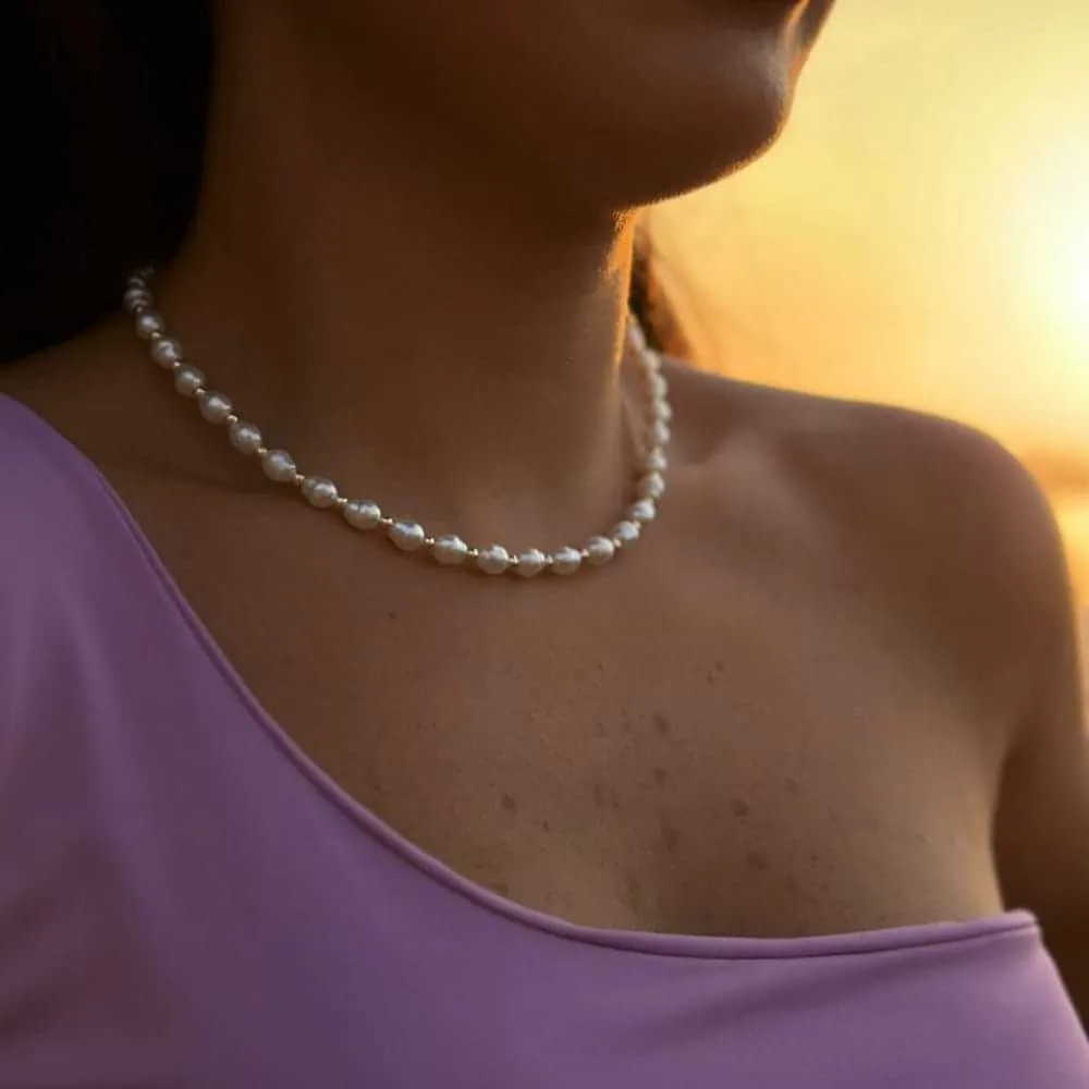 Pear Shaped Pearl Beaded Necklace