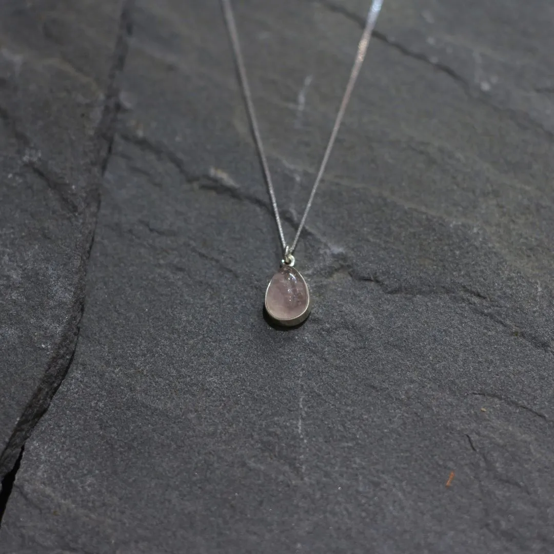 Pear Shaped Rose Quartz Necklace