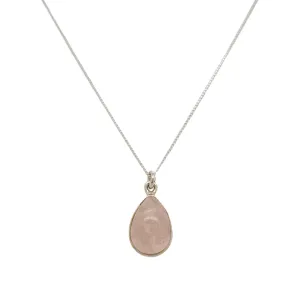 Pear Shaped Rose Quartz Necklace