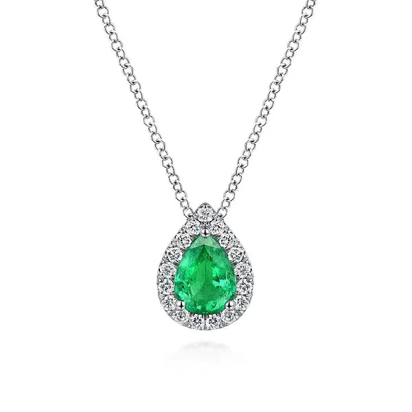 Pear Shaped Sapphire and Diamond Halo Pendant Necklace