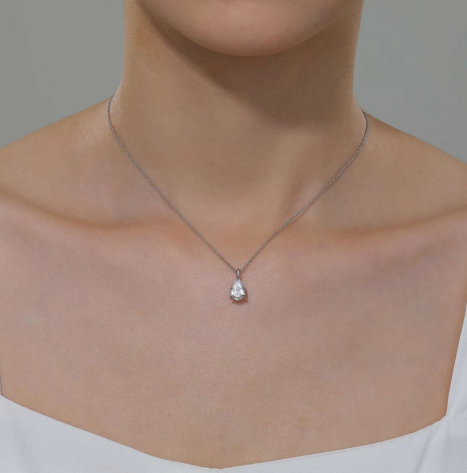 Pear-Shaped Solitaire Necklace